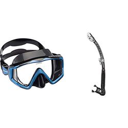 Cressi Liberty Máscara de Buceo, Apnea y Snorkel, Unisex Adulto, Negro/Azul, Talla Única + Epsilon SPE Alpha Ultra Dry Snorkel de Silicona Unisex, Negro/Negro, Talla única