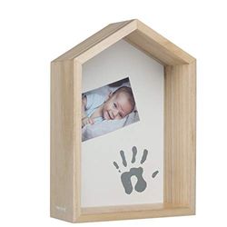 Baby Art Babyrek, wandrek of bureaurek van hout, decoratie voor kinderkamer, personaliseerbaar, met pootafdrukset, natuurlijke houtkleur