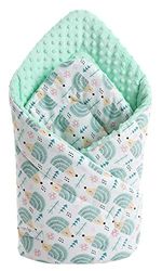 Medi Partners Saco de Dormir recién Nacido Minky 100% Algodón 75x75cm Todo el año Croissant para niños Multifuncional Antialérgico (Erizos con Menta Minky)