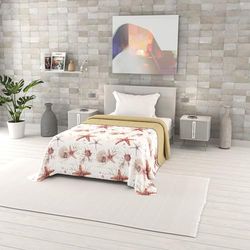 Italian Bed Linen Fantasy Printed Summer Quilt, Polyester Filling, Starfish, 220 x 270 cm