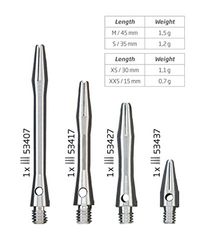 BULL'S Simplex aluminiumaxel, extra kort, silver, 1 sats