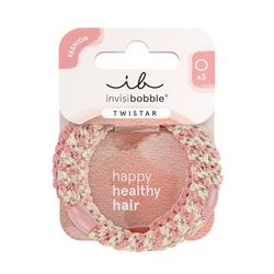invisibobble Twistar Hair Scrunchie Blush Braids, Stylish Hair Accessory Beige & Pink, Hair Scrunchie Women for Any Look, Pack of 3