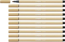 Marcador premium STABILO Pen 68, caixa com 10 unidades de cor ocre claro