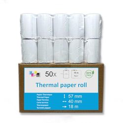 50 bobine di carta termica per terminali carta blu, dimensioni 57 x 40 x 12 mm, bobine per macchina TPE cb bobina termica senza bisfenolo A per stampante termica
