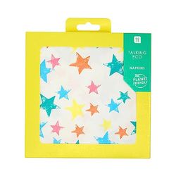 Förpackning med 20 färgglada stjärnaservetter | Pappers servetter, engångsbestick, återvinningsbart hem, miljövänligt | födelsedagsservis, unisex, för decoupage, picknick