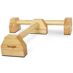Yes4All Staal/massief houten parallettes staven voor fitness, push up & dip - robuuste antislip push-up bars dipstation standaard - handstands, gymnastiekbars, calisthenics, krachttraining parallelle