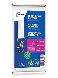 Avery – Box of 10 Neck Towels with Carabiner 44 cm Long x 1.5 cm Wide White