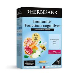 HERBESAN® - GELEE ROYALE 400MG, Miel, Zinc - Défenses immunitaires - Fabrication française - 20 ampoules de 10ml