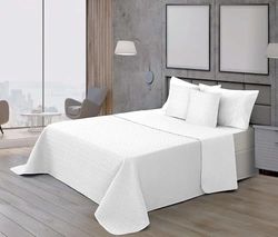 BELUM Couvre-lit Bouti Microsatin 100 GR Modèle Blanc pour lit de 135 (235 x 270 cm) Couvre-lit Bouti Extra Doux pour Printemps, été, Automne et Hiver