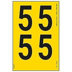 V Safety One Number Sheet - 5-9mm Number Height - 300x200mm - Yellow Adhesive Vinyl
