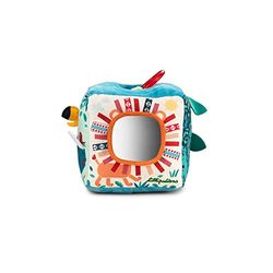 Lilliputiens - Cubo sonoro di attività Giungla -Cubo interattivo in tessuto con suoni di animali, specchio e trame diverse-Stimola la motricità fine, la vista e l’udito-Giocattolo educativo dai 9 mesi