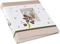 goldbuch 15238 babyfotoalbum, honingbeer, album met raamuitsnijding, fotoboek met 60 witte blanco pagina's met 4 geïllustreerde pagina's en pergamijn-scheidingsbladen, kunstdruk, 30 x 31 cm