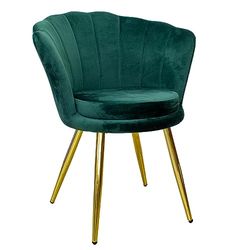 GARDENIA Fauteuil Athene schelp groen fluweel design, 57 x 69 x 82 cm
