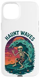 Haunt Waves Skeleton Surfer Riding Ghost Wave Case for iPhone 15 Plus