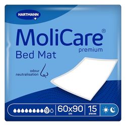 Molicare Premium Bed Mat 9 gocce: inserto protettivo per letto con nucleo assorbente in fiocchi di cellulosa, 60 x 90 cm, 15 pezzi