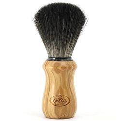 Omega =Pennello da Barba in Fibra di Tasso Nero Hi Brush Legno olivo, Unico, Standard