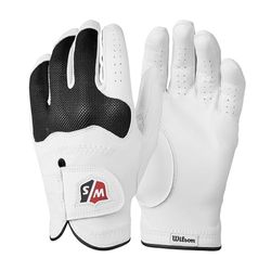 Wilson Staff Conform Glove, WGJA00314XL Guanto da Golf, Mano Sinistra, Uomo, Spugna/Pelle Cabretta, Bianco/Nero, Taglia XL