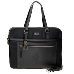 joumma bags,s.l. El Potra Wool, Casual, Black, 22 x 25 x 10 cm, Polyester and PU, Black, Casual Backpack, black, pc briefcase