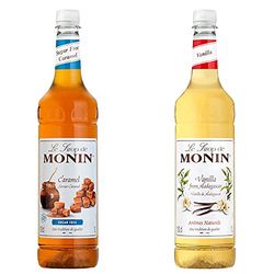 MONIN Premium Caramel Sugar Free Syrup 1 L & Premium Vanilla Syrup 1 L