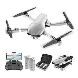 LUXWALLET Nocchi Pro 4D 4K 5 GHz WiFi Drone con Telecamera, GPS e Trasportare Borsa, 30km/h-500 Metro Distanza, Argento