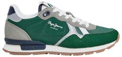 Pepe Jeans Brit Young B Sneaker, groen (Ivy Green), 6 UK, Groene klimop groen, 39 EU