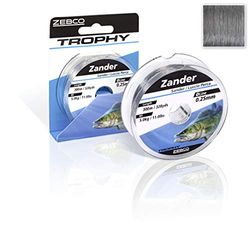 Zebco Trophée monofilament Accessoires de pêche Ligne Sandre Qualité supérieure, Gris, 0,30mm / 6,9Kg