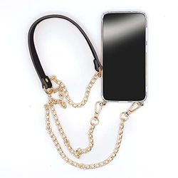 Doorzichtige beschermhoes voor Vivo Y52 5G met omhangband en schouderriem, voor telefoon, ketting en leer, zwart