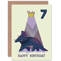 Wee Blue Coo Dinosaur Boys 7th Birthday Card Triceratops