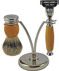 Hans Baier Exclusive scheerset - 76097 - zilverkant olijfhout