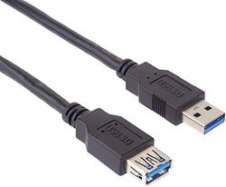 PremiumCord Cavo di prolunga USB 3.0 da 5 m, Cavo Dati SuperSpeed Fino a 5 Gbps, Cavo di Ricarica, USB 3.0 Tipo A a Maschio, 9 Pin, 3 schermate, Colore Nero, Lunghezza 5 m