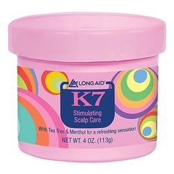 Ampro Long-Aid K7 Stimulating Scalp Care Conditioner - Tea Tree and Castor Oil Nourishes Dry Scalps - Cooling Sensation of Menthol Helps Soothe and Energize - Free of Alcohol and Dyes - 4 oz