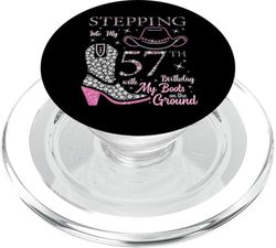 Entrando en mi 57 cumpleaños con mis botas en el suelo PopSockets PopGrip para MagSafe
