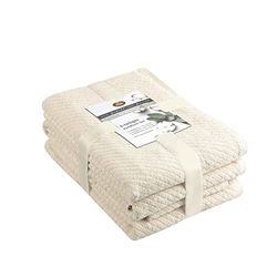 Gözze - Set de toallas de rizo, 2 toallas de mano (50 x 100 cm), 2 toallas de ducha (70 x 140 cm) y 2 toallas de invitados (30 x 50 cm), Algodón, 480 g/m² - Crema