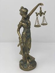 YOUNI – Lady Justice staty – grekisk romersk rättvisans gudinna – ögonbindel, balans, och svärd (brons)