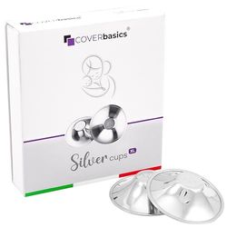 COVERbasics Srebrne nakładki na brodawki (SilverCups) dla karmiących matek podczas karmienia piersią - Kubki ochronne na sutki bez niklu zapobiegające bolesnym pękającym brodawkom (XL)