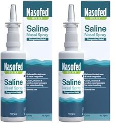 Nasofed Saline Nasal Spray. Isotonic Saline Solution. Effective and Gentle Relief from Nasal Congestion Caused by colds, sinusitis, hayfever and Allergies. 1 x 100 ml (Pack of 2)