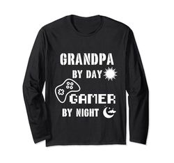 Funny Grandpa by day gamer by night Cool grandpa Manga Larga