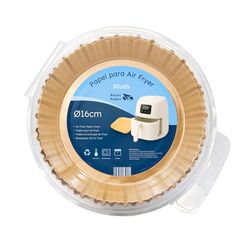 Raylu Paper – Carta friggitrice ad aria, 50 pezzi di carta Air Fryer rotonda da 16 cm, fodera monouso antiaderente, accessorio per friggitrice, forno e microonde (16 cm, rotondo)