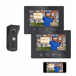 ELRO DV50 IP WiFi Teléfono de la Puerta - con 2X 7 Pulgadas de Pantalla a Color - Muestra y se comunica a través de la aplicación, Aluminio Cepillado, con 2 monitores