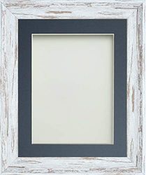 Frame Company Lynton Driftwood Photo Frame with Blue Mount, 12x10 for 10x8 inch, fitted with perspex