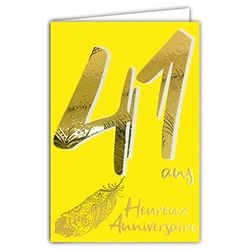 Afie 69-2441 41 Birthday Card in Shiny Gold Embossed Textured for Men and Women - Coloured Text Suitable for Age Inside - Envelope Included - Made in France - ColourAges