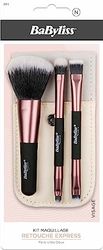 BaByliss - Kit maquillage - 3 pinceaux pour le visage avec étui - spécial retouche express avec poils ultra doux