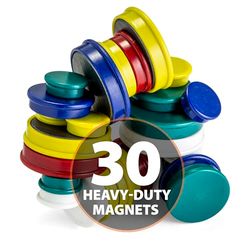 Officemate Assorted Heavy-Duty Magnets, Circles, Assorted Sizes & Colors, 30/Tub (92501)