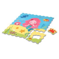 Sport1 tappeto bambini Madmat Sirena puzzle con soggetti estraibili. Tappeto gioco bambini protegge da cadute, freddo e rumori. Tappeto morbido bambini lavabile. Tappetini puzzle set 9 pz 30x30x1cm.