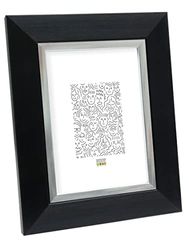 Deknudt Frames S41NH2 Cadre Photo Résine Noir avec Filet Argenté 15 x 20 cm