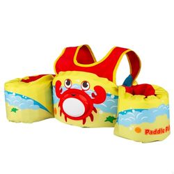 COLORBABY Aqua Sport zwemvest voor kinderen, 3-6 jaar, 15-30 kg, krab-design, veilige sluiting, verstelbaar, zwemvest met armbanden, neopreen materiaal