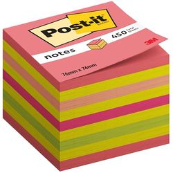 Post-It Notas em cubo coleção Neon, pacote de 1 bloco de notas, 450 folhas, 76 x 76 mm, rosa, amarelo, laranja, verde, notas adesivas para listas de tarefas e lembreteis