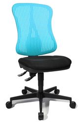 Topstar Head Point SY ergonomiczne krzesło biurowe, krzesło do biurka, siedzisko zagłębione (z regulacją wysokości), obicie z tkaniny jasnoniebieskie/turkusowe/czarne