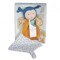 Doudou et Compagnie - Doudou Attache Tétine, Sucette - Abeille Pollen - En Coton Bio - Jaune - Boite Cadeau - 17 Cm - Idée Cadeau de Naissance Fille et Garçon - Garantie Doudou Perdu - DC3847