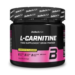 BioTechUSA L-Carnitine Drink Powder, Flavoured Food Supplement Drink Powder with L-carnitine L-Tartrate, Acetyl-L-carnitine, Minerals and Sweetener, 150 g, Lemon ice Tea